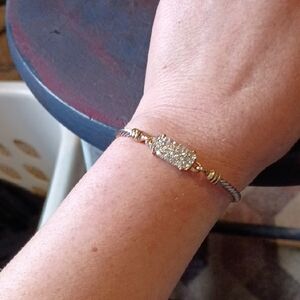 Two-Tone Pavé Rectangle Bracelet in Gold and Silver